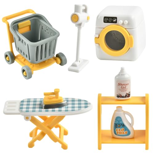 Miniaturas para casa de bonecas, móveis casa de bonecas, brinquedos miniatura 1/12 minilavandaria para decoração de móveis casa de bonecas, mini lavandaria, microfibra paisagem DIY