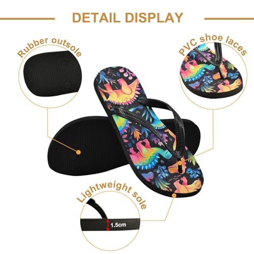 Cute Dinosaur Color Beach Summer Casual Flip Flop Sandals Non-Slip Quick Dry for Women Men 214A45992