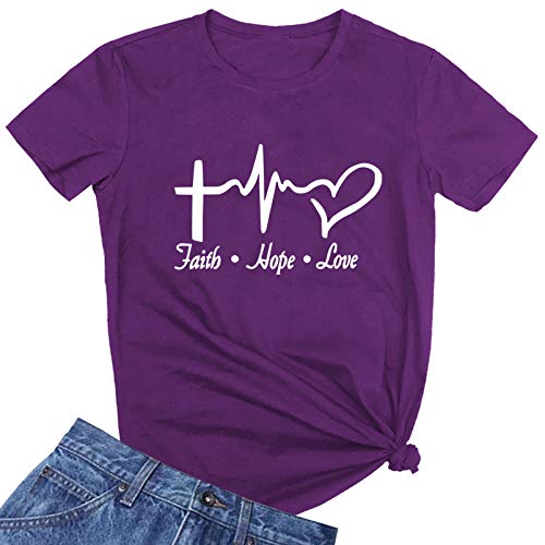 ROSEPARK Women's Basic T Shirts Summer Casual Tops Purple Small