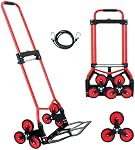 Stair Climbing Hand Truck Dolly 200 LB Capacity,Stair Climber Hand Truck Foldable with Scalable Handle,Stair Climbing Dolly Cart for Stairs,Moving,Shopping(Red)