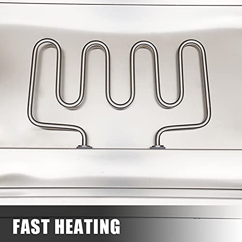 KenSyuInt Buffetwärmer Elektrisch Warmhaltegerät Einstellbare Temperatur Edelstahl Speisenwärmerpfanne mit Topfdeckel, Warmhalteplatte Speisenwärmer für Buffet Restaurant Hotel 3x7L – Bild 7