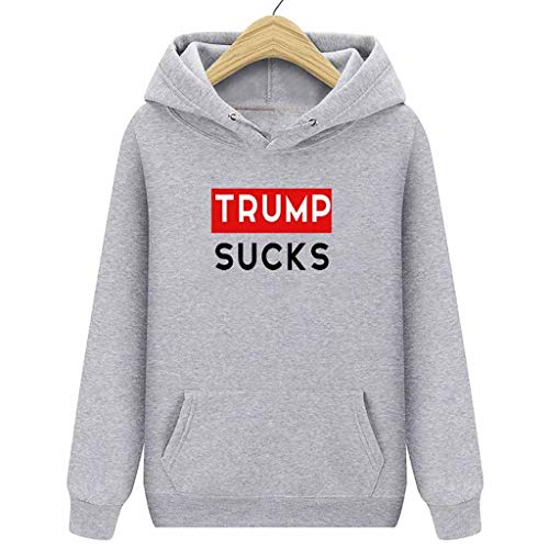 Boutique Q 2020 Spoof Trump Trump Socks Letter Printed Sweater Tide Brand Soft Girl Long-Sleeved Pullover Autumn Sweater (Color : Gray, Size : Medium)