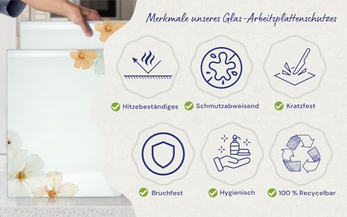 Kitchenville Glasschneidebrett 50×40 cm – Hygienisches Schneidebrett aus gehärtetem Glas – Hitzebeständig, Kratzfest & Rutschfest… – Ansicht 2