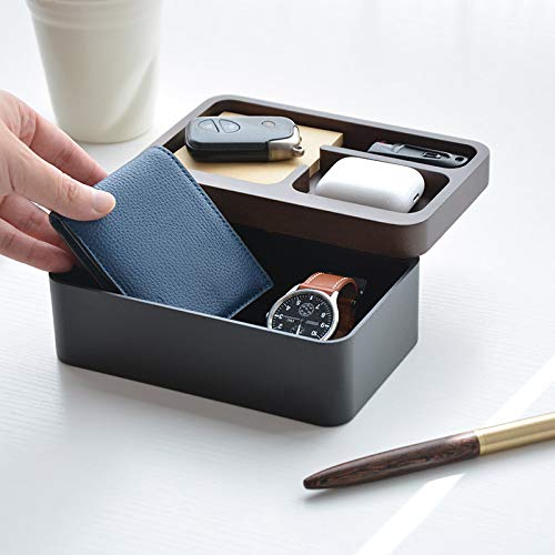 EDC Valet Tray Box with Wood Swivel lid