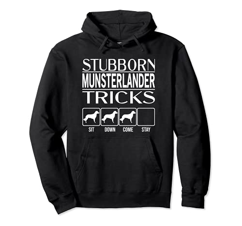 Stubborn Dog Tricks, funny dog gift, Funny Munsterlander Pullover Hoodie, Black