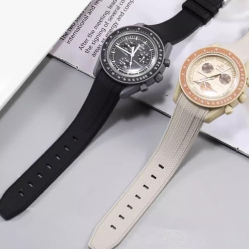 Image of Silicone Rubber Bands for Omega X Swatch Moonswatch Watch Strap 20mm Curved End Weave Style Premium Silicone Rubber Replacement Strap Women Men,for Omega Swatch Moonswatch Speedmaster