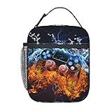 Anyako Video Game Lunch Box Fire and Water Game Lunch Bag Insulated Portable Reusable Lunch Tote Kit Waterproof Cooler Bag for Men Women Picnic Office Collega Travel Working