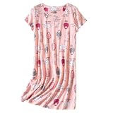 Inadays Sleepwear Women's Nightgown Cotton Sleepshirts Short Sleeve Nightshirt Print Sleep Dress R Neck...