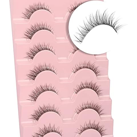 AUPALADA Falsche Wimpern Natürlicher Look 6 Paare Kurze Vollwimpern Wispy Faux Mink Lashes Clear Band Cat Eye Wimpern Sets Pack Cover
