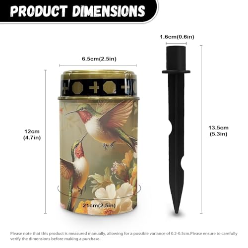 Image of Solar Garden Stake Light, Hummingbird Flower Print Waterproof Cemetery Flameless Lights for Grave Decoration for Backyard Lawn Grave Memorial Garden Solar Path Light