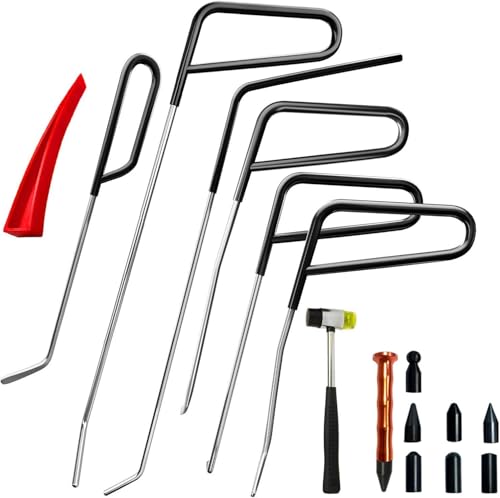 YEYINGZHUO Paintless Dent Repair Rods 17 Pcs Dent Removal Rods Rod Tip Repair Kit Professional Hail Car Dent Repair Kit for Minor Dents Door Dings and Hail Damag (Professional & DIY Use)
