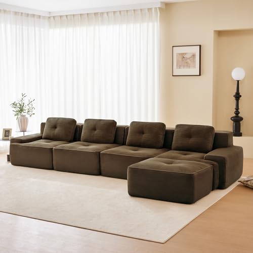 Image of Corduroy Modular Sectional Sofa, Oversized Cloud Couches for Living Room