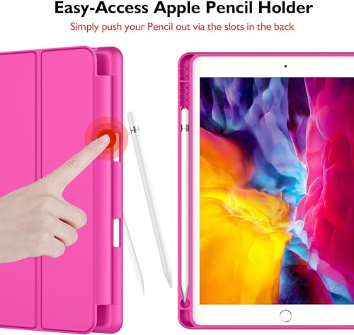 Image of Printme iPad 9.7 Case (2018 /2017 Model, 6th /5th Generation), Smart Cover with Pencil Holder and Soft Baby Skin Silicone Back and Full Body Protection, Auto Wake /Sleep Cover (Dark Pink)