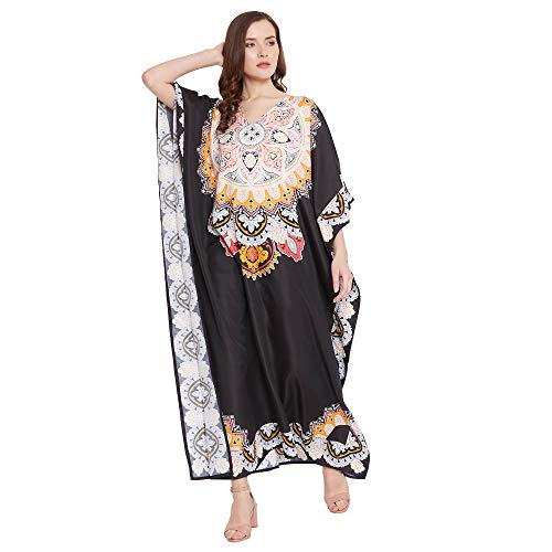 Image of Oussum Women Long Maxi Plus Size Polyester Kaftan Gown, Womens Kaftan Dresses Lounge Resort Wear, Plus Size Kaftan