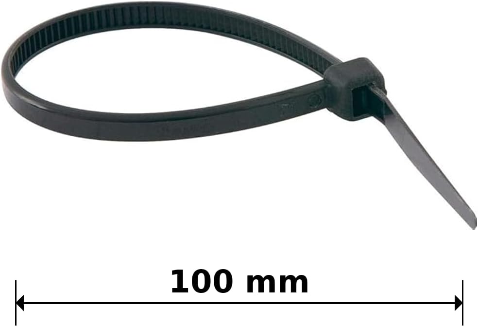 Kit com 100 Unidades Abraçadeira de Nylon 2,5 × 100 mm Preta Trava por Catraca para Organização de Cabos e Objetos