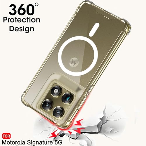 Image of TheGiftKart Shockproof Ultra-Hybrid Back Cover Case for Motorola Moto Signature 5G Compatible with MagSafe | 360 Protection | Crystal Clear Hard Cover Case for Moto Signature 5G (Transparent Bumper)