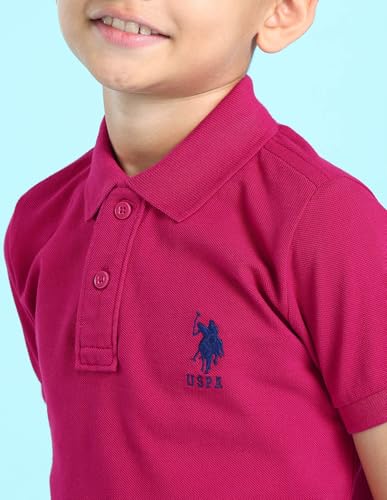 Image of U.S. Polo ASSN. Knitted Boys Polo T-Shirts - Soft Cotton Fabric, Ribbed Polo Collar, Regular Fit T Shirt for Kids
