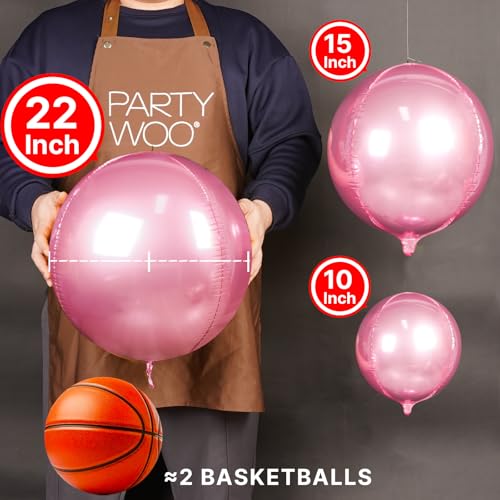 Image of PartyWoo Pearl Pink Foil Balloons 20pcs Large Round Giant Jumbo 4D Balloons | 22 15 10 Inch for Baby Shower Birthday Gender Reveal Wedding Graduation Bridal Shower Anniversary Girl Party Decorations