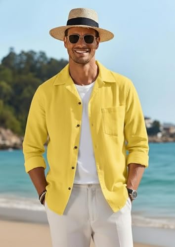 Image of Combo of Men's Casual Cotton Blend Shirt || Long Sleeve Button Down with Spread Collar | Lightweight Breathable Fabric | Stylish Solid Shirt for Beach, Office & Everyday Wear Pack of 2