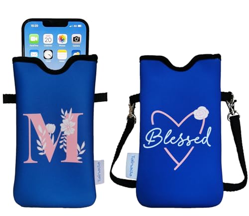 Image of Tainada Neck Phone Personalized Initial Pouch w /Crossbody Strap(Letter M)