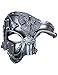 Price comparison product image Ubauta Steam Punk Phantom of The Opera Vintage Masquerade Venetian Luxury Men Face Mask/Party/Fancy Ball/Prom/Mardi Gras/Wedding/Wall Decoration (Silver)