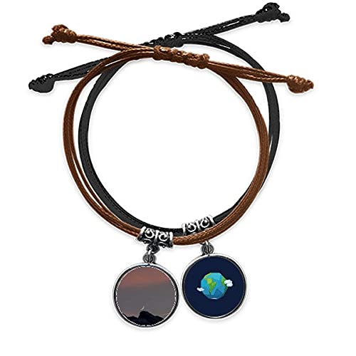Cadena cuero Tierra pulsera con motivo de Luna: el regalo ideal