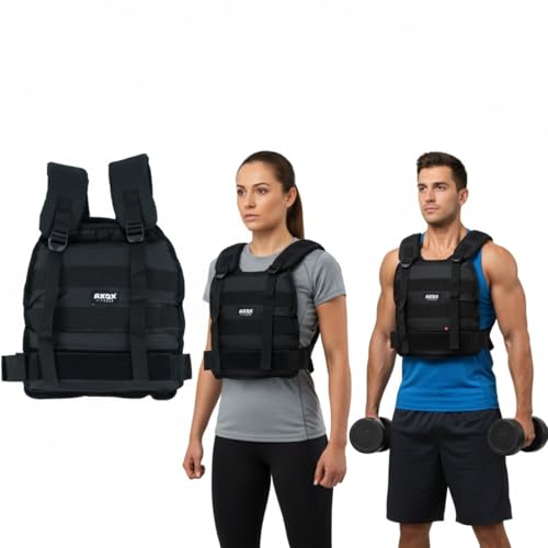 Axox Fitness Adjustable Weighted Vest 10Kg for Strength Training, Running, CrossFit & HIIT Workouts – Removable Weights, Secure Adjustable Straps, Even Weight Distribution Workout Vest for Men & Women