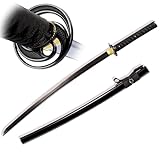 Samurai Katana Sword - Real Handforged Full Tang, Handmade Blade Authentic Black Katana for Display, Room Decoration, Practice The That Will Make Your Friends Envy!