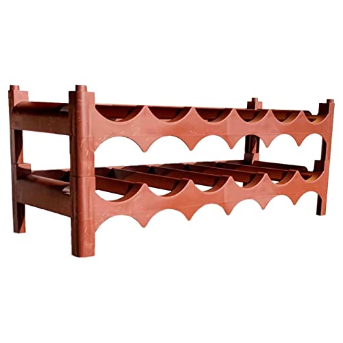 AC - Botellero apilable - Capacidad de 12 Botellas – 2 Niveles – Fabricación en plástico – Ideal para Botellas de Vino, champán, estantería – Color Marrón.