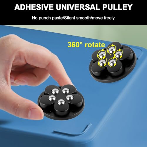 kiptyg Möbelrollen Schwerlast 150kg 8 Stück–Flache 360°Kugelrollen selbstklebend mit Bremse 5 Stahlkugeln für Möbel/Küchengeräte (Kaffeemaschine)–Mini Kleberollen, Tragfähig Flachbau