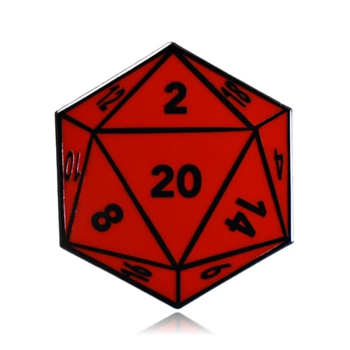 Clayton Jewelry Labs D20 Twenty-Sided Dice Hard Enamel Lapel Pin (Black/Red)