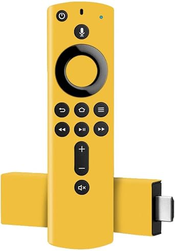 MightySkins Carbon Fiber Skin for Amazon Fire TV Stick 4K - Solid Marigold | Protective, Durable Textured Carbon Fiber Finish | Easy to Apply, Remove, and Change Styles | Made in The USA