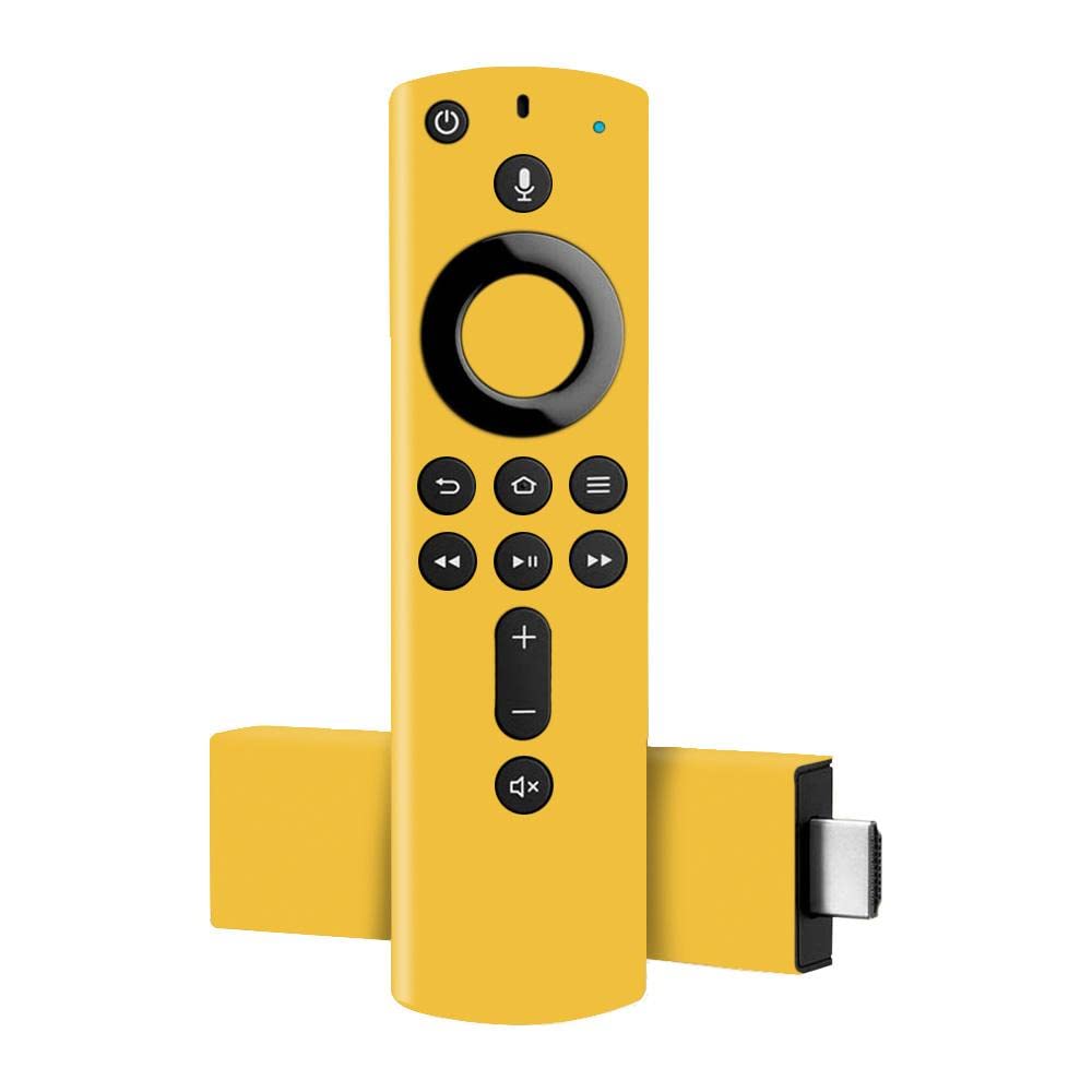 MightySkins Carbon Fiber Skin for Amazon Fire TV Stick 4K - Solid Marigold | Protective, Durable Textured Carbon Fiber Finish | Easy to Apply, Remove, and Change Styles | Made in The USA