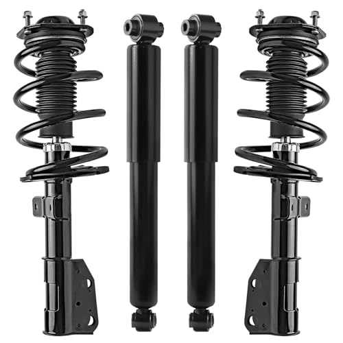 Detroit Axle - Struts Shocks for Chevy Traverse Buick Enclave GMC Acadia Saturn Outlook Complete 2 Front Ready Struts with Coil Spring 2 Rear Shock Absorbers Replacement Suspension