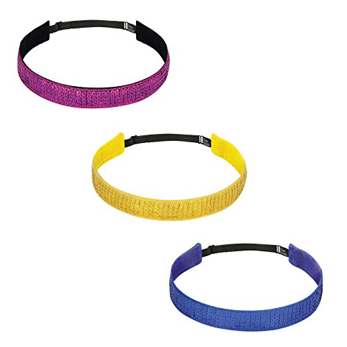 BaniBands 3-Pack Headbands for Women Sports | Perfect for Workout Exercise Yoga Sweat Active Fitness Athletic Gym Running Jogging | No Slip Bands | Made in USA | Royal, Yellow, Orchid