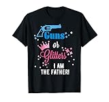 Mens Guns or Glitter Gender Reveal Shirt For Dad, Daddy, Father