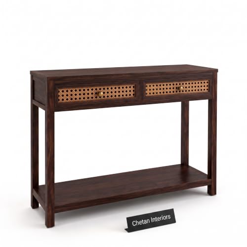 Image of Solid Sheesham Wood Console Table for Living Room Furniture | Hallway Enteryway Console for Home and Office | (Walnut Finish-03)