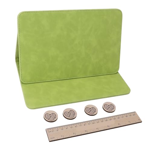 جيني اداة حياكة حامل الرسم البياني، حامل بنمط الكروشيه مقاوم للتآكل ومريح مع شرائط مطاطية مزدوجة الجوانب لفنون الابر (اخضر رترو)