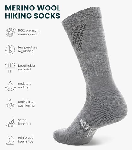Image of Merino.tech Merino Wool Socks for Women And Men - Merino Wool Hiking Socks Crew Style