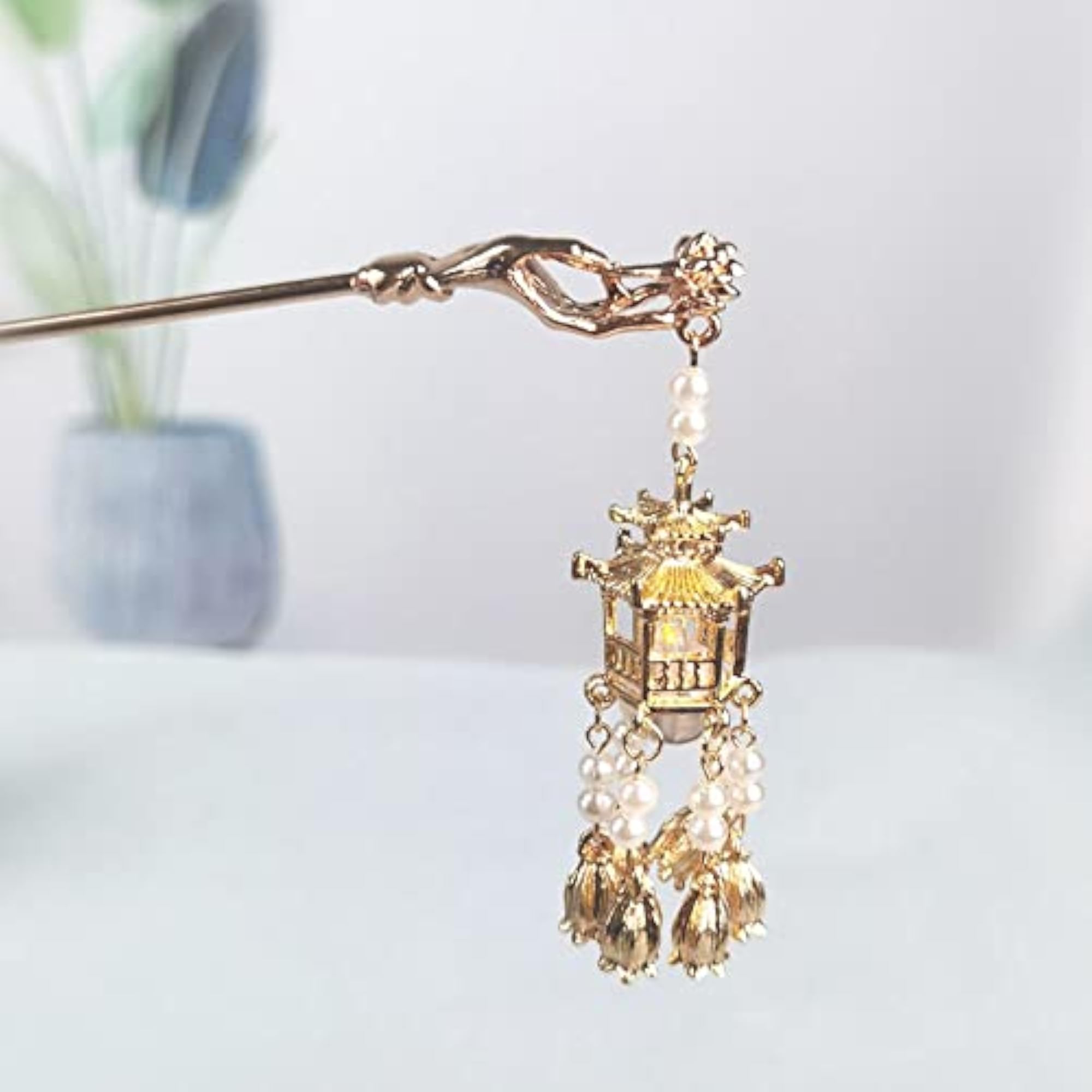 Women’s Alloy Pavilion Pendant Hairpin, Ancient Style