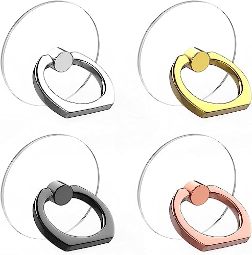 Image of KolorFish Transparent Phone Ring Stand Holder Mobile Phone Ring Holder Finger Grip 360 Degree Rotation (Transparent Round) Pack of 4