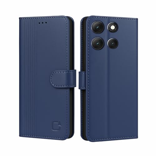 Image of AIBEX Shock Proof Flip Compatible for Motorola G86 Power 5G Flip Cover Leather Finish | Inside TPU with Card Pockets | Wallet Stand | Complete Protection Flip Case- Blue
