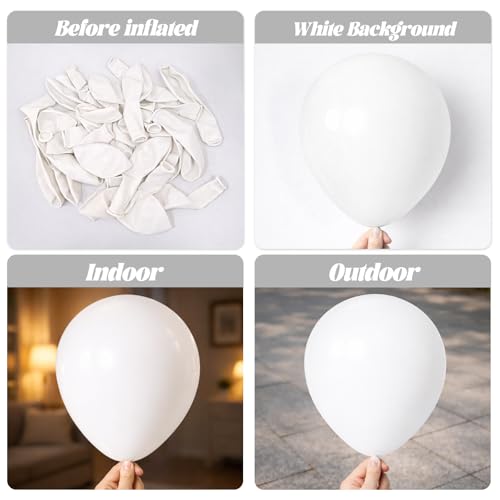Image of Voircoloria 130pcs White Balloons Different Sizes 18 inch 12 inch 10 inch 5 inch Party Latex Balloons for Birthday Baby Shower Graduation Wedding Anniversary Party Decorations