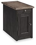 Signature Design by Ashley Tyler Creek Rustic Chair Side End Table with Pull-Out Tray & USB Ports, Brown