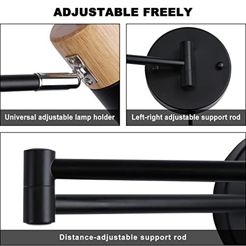 Image of COSYLUX Modern Swing Arm Plug in Wall Sconces for Bedroom, Black
