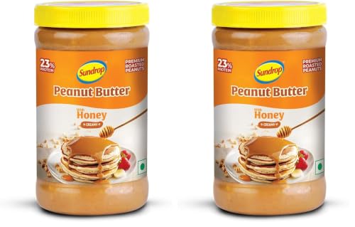 Image of Sundrop Peanut Butter with Honey | Creamy | 462 grams | With 23% Protein | 7% Dietary Fibre | Premium Roasted Peanuts | No Preservatives | Great Value Per Gram of Protein (Pack of 2)