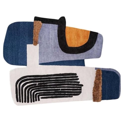 Hand Tufted Irregular Shape Wool Area Rug | Unique Contemporary Modern Design, Thick & Soft Carpet | Perfect for Living Room, Bedroom Decor (Multi, 5' x 8')
