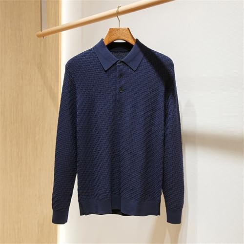 Mens 100 Percent Cashmere Wool Blend Business Casual Solid Color Lapel Knit Sweater3