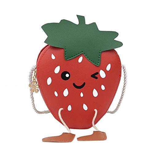Sacchetto Borsa A Tracolla della Fragola del Fumetto dei Bambini Borsa Lunga del Messenger della Borsa del Messaggero della Mini Cerniera della Cintur