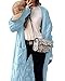 ZIWOCH Women's Long Cardigan Coats Cable Knit Casual Open Front Long Sleeve Loose Sweater with Pockets Sky Blue